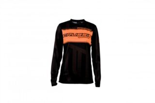 Unisex triko dlouhý rukáv - černo / oranžová fluo, vel. S