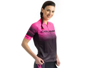 Dámský cyklistický dres CRUSSIS, krátký rukáv, černá/růžová, vel. L
