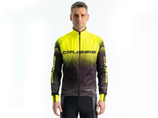 Cyklistická bunda CRUSSIS No-Wind, černá/žlutá, vel. 4XL