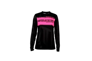 Unisex triko dlouhý rukáv - černo / růžová fluo, vel. XS