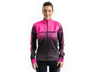 Dámská cyklistická bunda CRUSSIS No-Wind, černá/růžová, vel. XL