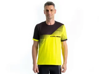 Sportovní tričko CRUSSIS, krátký rukáv, žlutá/černá, vel. S